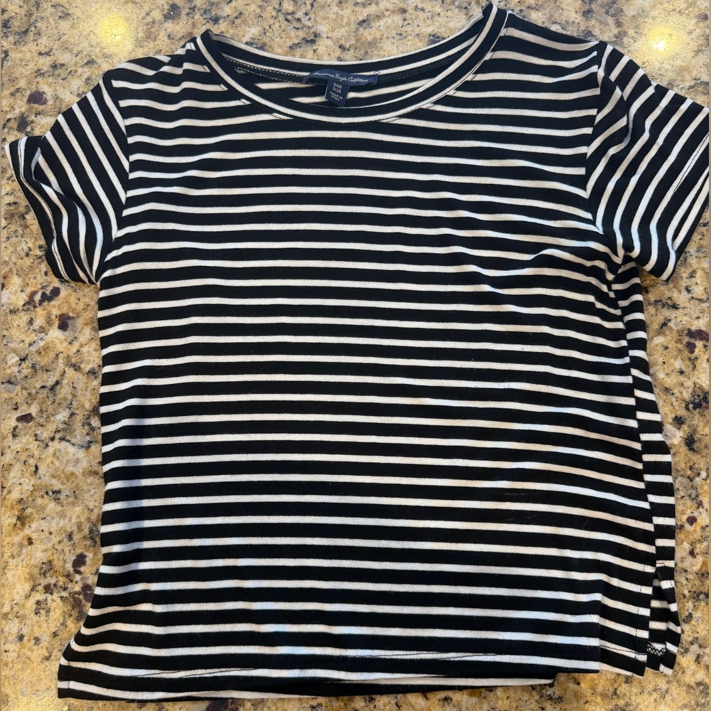 Black and White Striped Short Sleeve Tee
